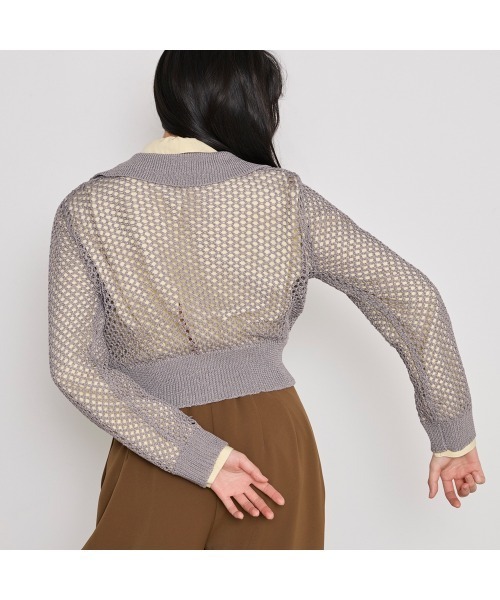 COMMON+HAUS(コモンハウス)の「アイレットメッシュニットカーディガン(カーディガン/ボレロ・レディース・グレー/ライム/ブラウン・FREE)」の9枚目の写真