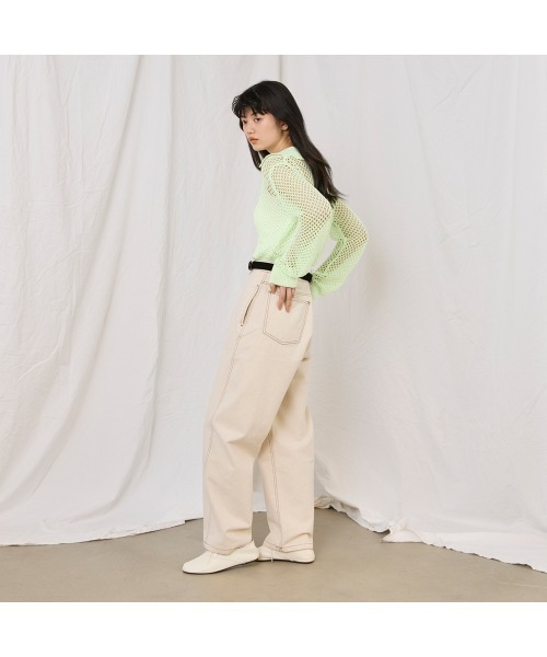COMMON+HAUS(コモンハウス)の「アイレットメッシュニットカーディガン(カーディガン/ボレロ・レディース・グレー/ライム/ブラウン・FREE)」の12枚目の写真
