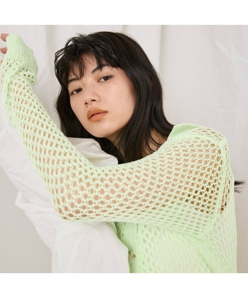 COMMON+HAUS(コモンハウス)の「アイレットメッシュニットカーディガン(カーディガン/ボレロ・レディース・グレー/ライム/ブラウン・FREE)」の14枚目の写真
