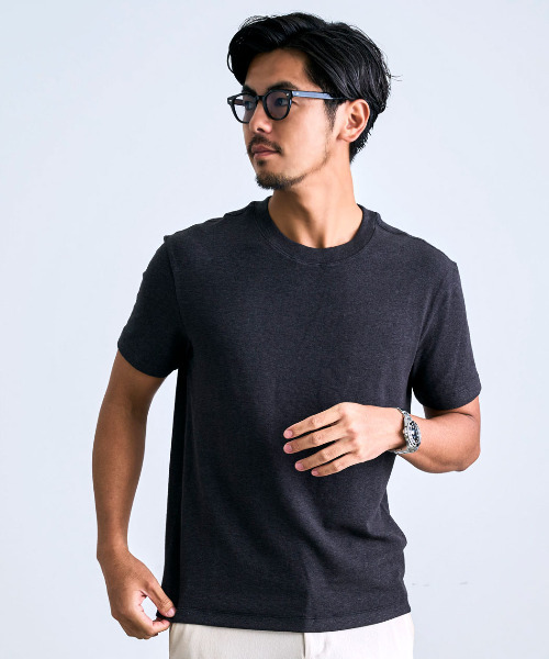 BENUSTA(ベヌスタ)の「『BENUSTA/ベヌスタ』シンプルクルーネック半袖Tシャツ【GC】(Tシャツ/カットソー・メンズ・ブラック/ピンク/ホワイト・XL/L/M)」の2枚目の写真