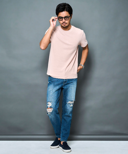 BENUSTA(ベヌスタ)の「『BENUSTA/ベヌスタ』シンプルクルーネック半袖Tシャツ【GC】(Tシャツ/カットソー・メンズ・ブラック/ピンク/ホワイト・XL/L/M)」の12枚目の写真