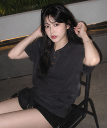 ピグメントカラー半袖Tシャツブラック