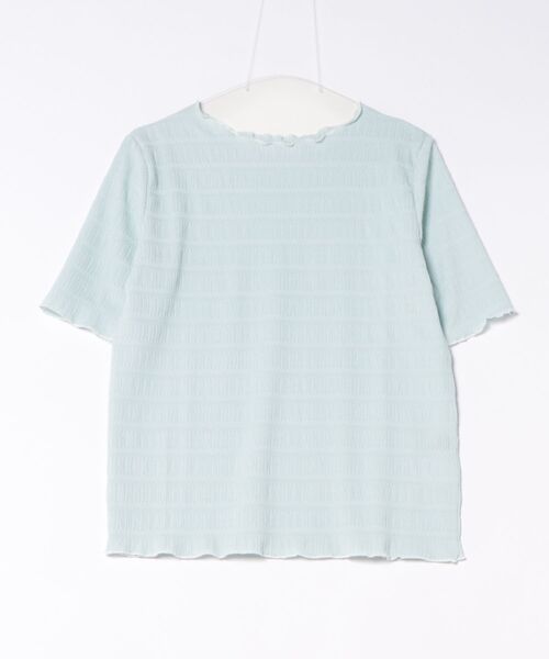 INTERPLANET(インタープラネット)の「ストライプジャガードメローフリル5分袖プルオーバー(Tシャツ/カットソー・レディース・アイボリー/ブラック/サックスブルー・FREE)」の6枚目の写真