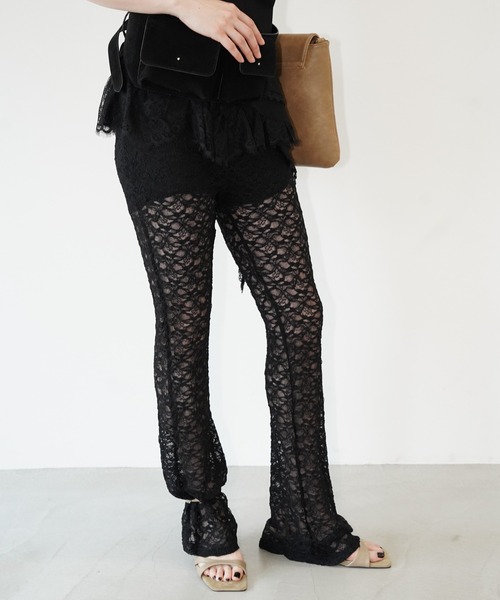 chuclla(チュクラ)の「ストレッチレースパンツ chw26s261(その他パンツ・レディース・ホワイト/ブラック・FREE)」の3枚目の写真