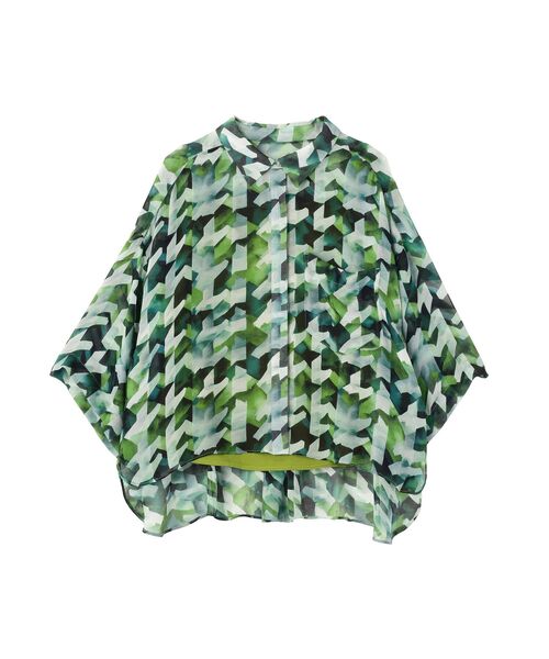Editt by YECCA VECCA(エディットバイイェッカヴェッカ)の「【2点SET】キャミ付きシアージオメ柄シャツ(シャツ/ブラウス・レディース・ブルー/グリーン・FREE)」の11枚目の写真