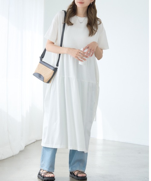 GROWING RICH(グローウィングリッチ)の「大人可愛い 楽ちん 夏のティアードワンピース(ワンピース・レディース・ネイビー/ホワイト/ブラック・S/M)」の2枚目の写真