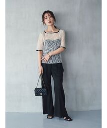ELENDEEK（エレンディーク）の「【yuumi×ELENDEEK】レーストリムカットソー（Tシャツ/カットソー）」