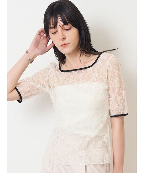 セール】【yuumi×ELENDEEK】レーストリムカットソー（Tシャツ 