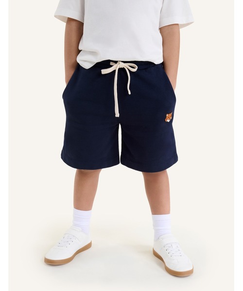 Maison Kitsune(メゾンキツネ)の「FOX HEAD KID JOG SHORTS(スウェットパンツ・キッズ・ネイビー/ライトグレー・12/10/8/6/4)」の3枚目の写真