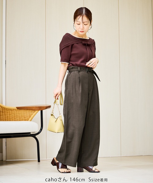 ROPE' PICNIC(ロペピクニック)の「【cahoさんコラボ】低身長・小柄さんサイズ エアリーリネンライク タックワイドパンツ(その他パンツ・レディース・ブラック/ネイビー/ベージュ/キャメル/ダークブラウン・M/S)」の20枚目の写真