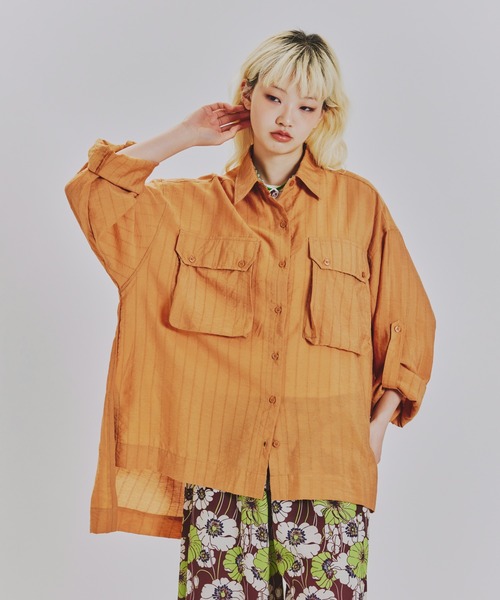 ANNA SUI NYC(アナ スイ エヌ ワイ シー)の「ボヘミアンストライプシャツ(シャツ/ブラウス・レディース・ブラック/テラコッタ/アイボリー・FREE)」の3枚目の写真