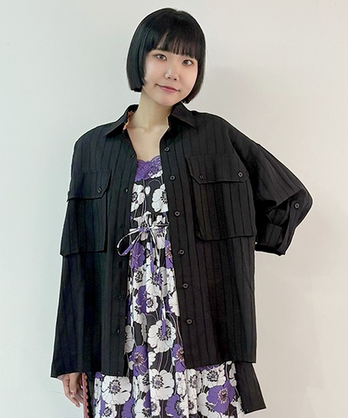 ANNA SUI NYC(アナ スイ エヌ ワイ シー)の「ボヘミアンストライプシャツ(シャツ/ブラウス・レディース・ブラック/テラコッタ/アイボリー・FREE)」の2枚目の写真