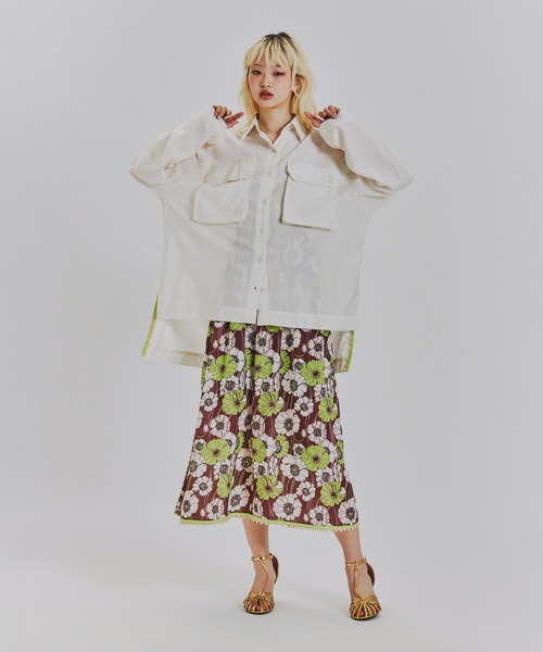 ANNA SUI NYC(アナ スイ エヌ ワイ シー)の「ボヘミアンストライプシャツ(シャツ/ブラウス・レディース・ブラック/テラコッタ/アイボリー・FREE)」の4枚目の写真