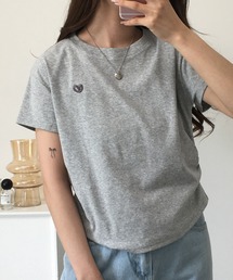 ワンポイントハート刺繍半袖Tシャツ