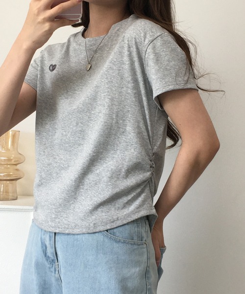 RME.(アールエムイー)の「ワンポイントハート刺繍半袖Tシャツ(Tシャツ/カットソー・レディース・ブラック/ホワイト/グレー・L/M/S)」の18枚目の写真