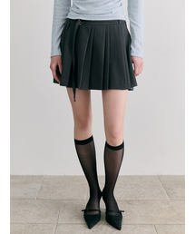 Double Pleats Skirt, Charcoal