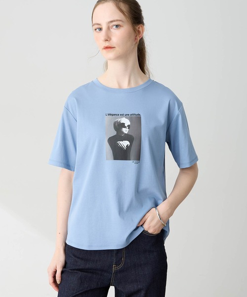 LE SOUK HOLIDAY(ルスークホリデー)の「フォトプリントTシャツ【接触冷感・吸水速乾】(Tシャツ/カットソー・レディース・オフホワイト/チャコールグレー/サックスブルー・M/L)」の3枚目の写真