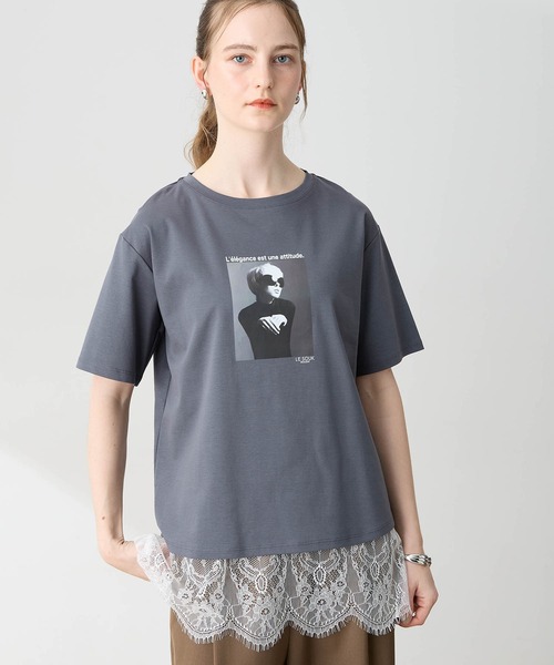 LE SOUK HOLIDAY(ルスークホリデー)の「フォトプリントTシャツ【接触冷感・吸水速乾】(Tシャツ/カットソー・レディース・オフホワイト/チャコールグレー/サックスブルー・M/L)」の8枚目の写真