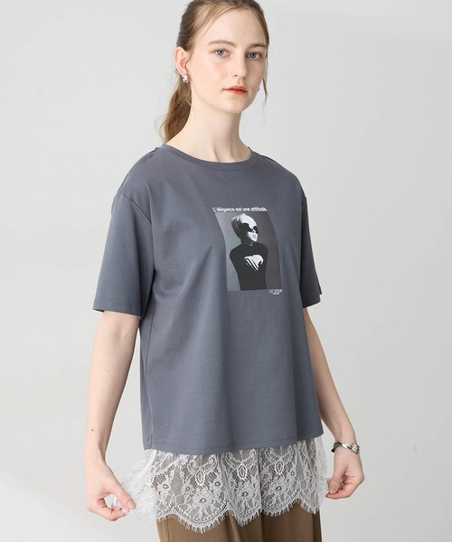 LE SOUK HOLIDAY(ルスークホリデー)の「フォトプリントTシャツ【接触冷感・吸水速乾】(Tシャツ/カットソー・レディース・オフホワイト/チャコールグレー/サックスブルー・M/L)」の9枚目の写真