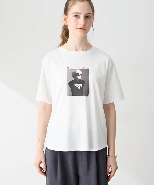 LE SOUK HOLIDAY(ルスークホリデー)の「フォトプリントTシャツ【接触冷感・吸水速乾】(Tシャツ/カットソー・レディース・オフホワイト/チャコールグレー/サックスブルー・M/L)」の10枚目の写真
