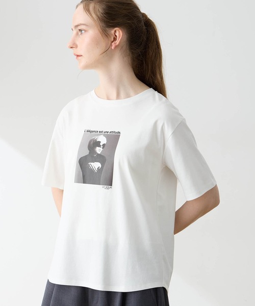 LE SOUK HOLIDAY(ルスークホリデー)の「フォトプリントTシャツ【接触冷感・吸水速乾】(Tシャツ/カットソー・レディース・オフホワイト/チャコールグレー/サックスブルー・M/L)」の11枚目の写真