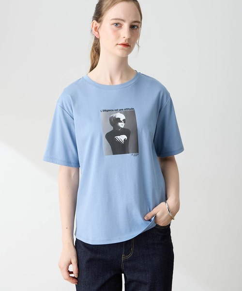 LE SOUK HOLIDAY(ルスークホリデー)の「フォトプリントTシャツ【接触冷感・吸水速乾】(Tシャツ/カットソー・レディース・オフホワイト/チャコールグレー/サックスブルー・M/L)」の4枚目の写真