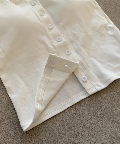SHEPP(シープ)の「【カップ付き】フロントボタンレーストリムボーダータンクトップ(タンクトップ・レディース・ブラック系その他/ホワイト系その他/ホワイト/ブラック・F)」の10枚目の写真