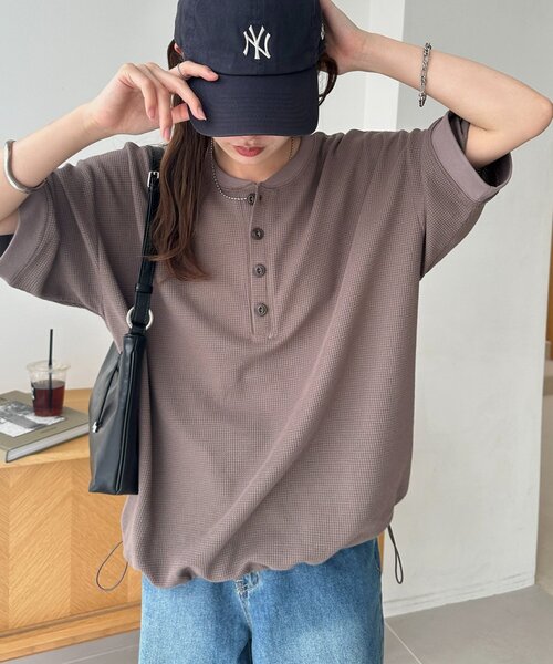 DISCOAT(ディスコート)の「【Enlude】ワッフルヘンリードロストTシャツ《ユニセックス》(Tシャツ/カットソー・レディース・ブルー/チャコールグレー/モカ・FREE)」の15枚目の写真