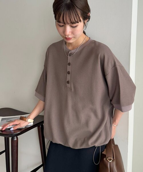 DISCOAT(ディスコート)の「【Enlude】ワッフルヘンリードロストTシャツ《ユニセックス》(Tシャツ/カットソー・レディース・ブルー/チャコールグレー/モカ・FREE)」の21枚目の写真