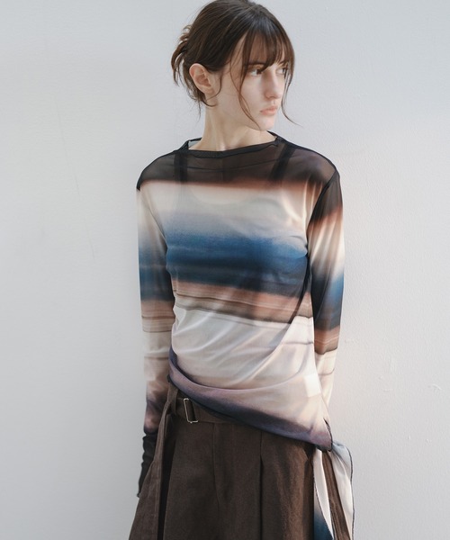 tageechita(タジチタ)の「【tageechita】ニュアンスグラデーション シアートップス(Tシャツ/カットソー・レディース・ブラウン系その他/ベージュ系その他・L/M/S)」の19枚目の写真
