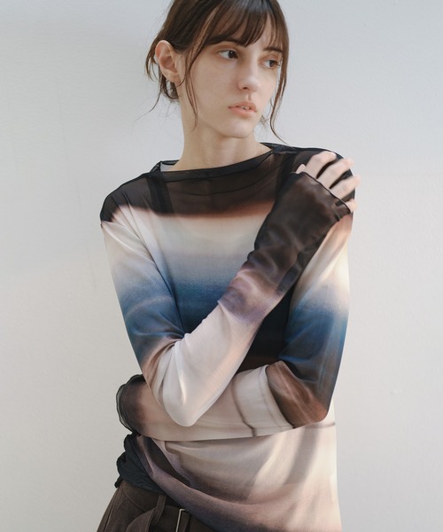 tageechita(タジチタ)の「【tageechita】ニュアンスグラデーション シアートップス(Tシャツ/カットソー・レディース・ブラウン系その他/ベージュ系その他・L/M/S)」の17枚目の写真