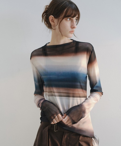 tageechita(タジチタ)の「【tageechita】ニュアンスグラデーション シアートップス(Tシャツ/カットソー・レディース・ブラウン系その他/ベージュ系その他・L/M/S)」の18枚目の写真