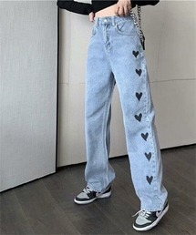 ハートプリントデニムパンツ