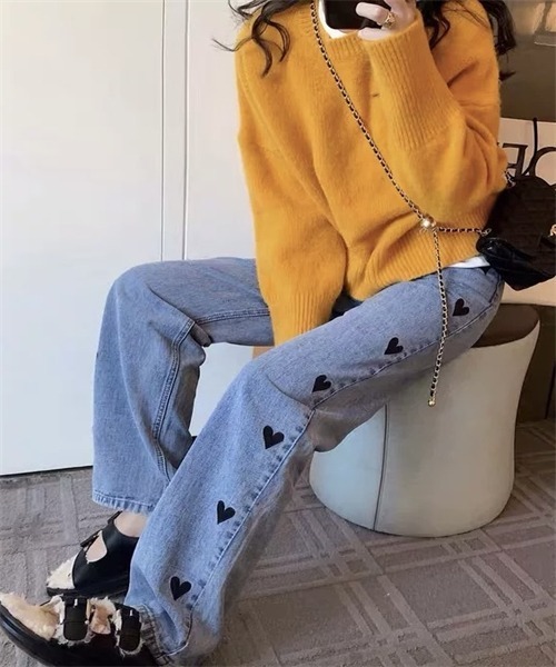 FREE STYLISTS(フリー スタイリスト)の「ハートプリントデニムパンツ(デニムパンツ・レディース・ライトブルー/ブラック・3XL/S/XL/XXL/M/L)」の16枚目の写真
