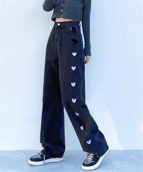 FREE STYLISTS(フリー スタイリスト)の「ハートプリントデニムパンツ(デニムパンツ・レディース・ライトブルー/ブラック・3XL/S/XL/XXL/M/L)」の8枚目の写真
