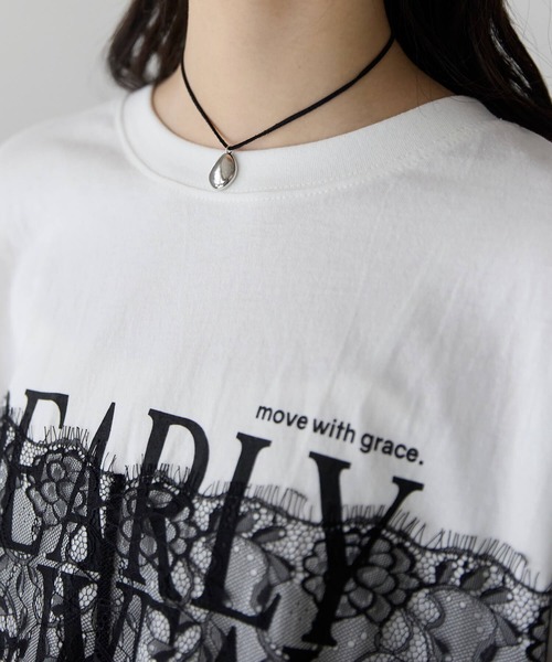 pocket(ポケット)の「レースドッキングロゴプリントTシャツ(Tシャツ/カットソー・レディース・ホワイト×ブラック/チャコールグレー×ブラック・FREE)」の13枚目の写真