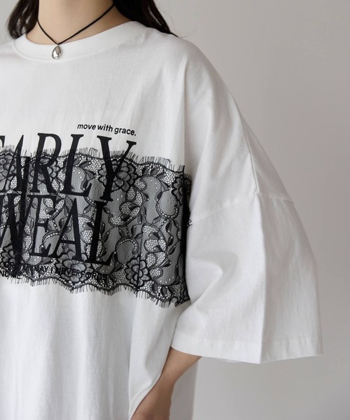 pocket(ポケット)の「レースドッキングロゴプリントTシャツ(Tシャツ/カットソー・レディース・ホワイト×ブラック/チャコールグレー×ブラック・FREE)」の15枚目の写真