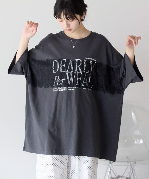 pocket(ポケット)の「レースドッキングロゴプリントTシャツ(Tシャツ/カットソー・レディース・ホワイト×ブラック/チャコールグレー×ブラック・FREE)」の19枚目の写真