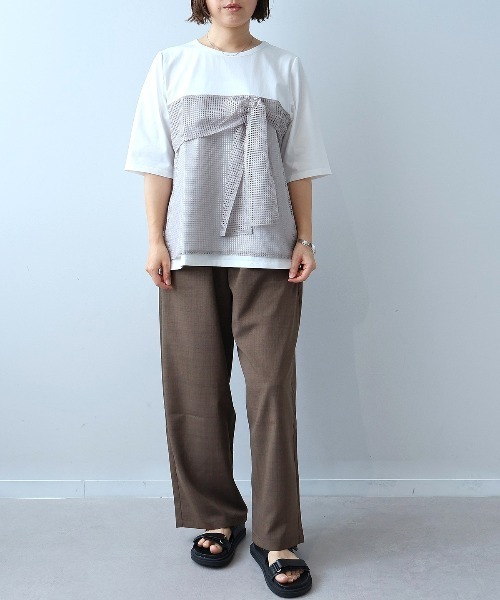 leswel(レスウェル)の「【M~5L】リネンライクカーブパンツ(その他パンツ・レディース・ネイビー/ダークブラウン・M/5L/4L/3L/LL/L)」の12枚目の写真