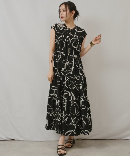 palm RICHE(ポームリシュ)の「柄ティアードOP(ワンピース・レディース・ブラック/アイボリー・M)」の19枚目の写真