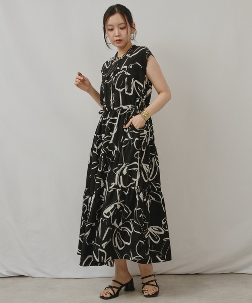 palm RICHE(ポームリシュ)の「柄ティアードOP(ワンピース・レディース・ブラック/アイボリー・M)」の17枚目の写真