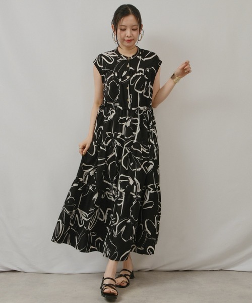 palm RICHE(ポームリシュ)の「柄ティアードOP(ワンピース・レディース・ブラック/アイボリー・M)」の18枚目の写真