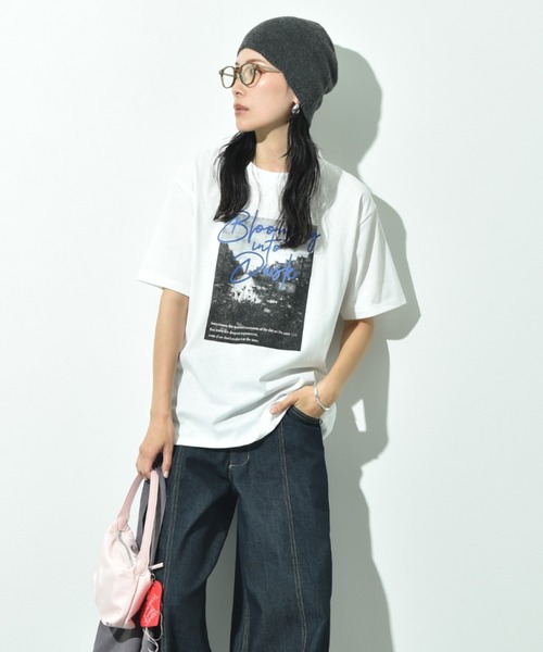 INTERPLANET(インタープラネット)の「フォトプリントカラーロゴT(Tシャツ/カットソー・レディース・チャコールグレー/オフホワイト・FREE)」の7枚目の写真