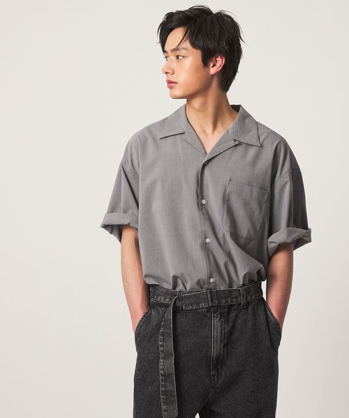 CITEN(シテン)の「<CITEN>サラサラックスオープンカラーシャツ ―吸水速乾・防シワ・ストレッチ―(シャツ/ブラウス・メンズ・グレー系/ブラック/ナチュラル・L/M)」の2枚目の写真