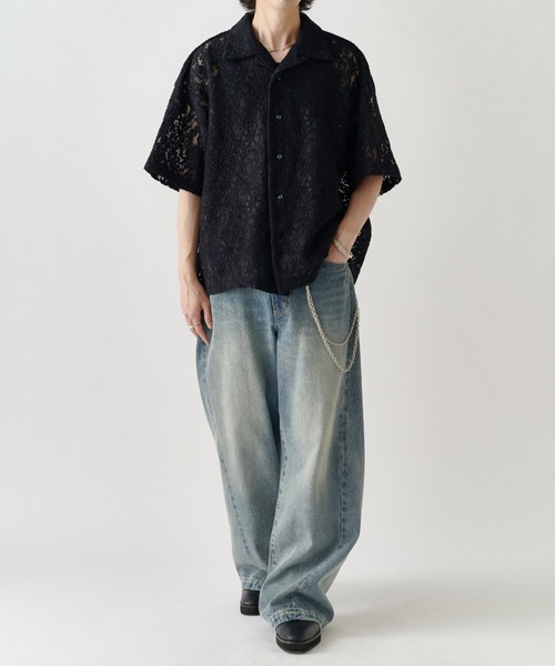 Lui's(ルイス)の「ボタニカルペイズリーフラワーシアーレースビッグシャツ(シャツ/ブラウス・メンズ・ブラック/ホワイト/ネイビー・M/S)」の21枚目の写真