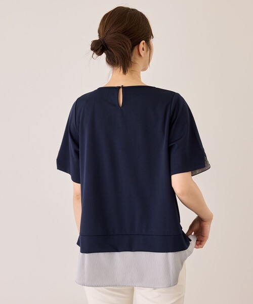 Jayro(ジャイロ)の「配色ストライプ半袖カットソー(Tシャツ/カットソー・レディース・ネイビー/ベージュ系その他/チャコールグレー・M)」の18枚目の写真