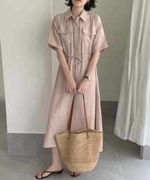 レディースのワンピース（ピンク/桃色系・リネン・麻）ファッション