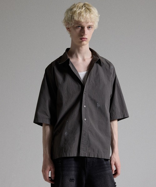 GRANCY（グランシー）の「【GRANCY】Dirty Short-sleeved Shirt / ダーティ半袖シャツ（シャツ/ブラウス・メンズ・ブラック/ホワイト・S/M/L）」の4枚目の写真