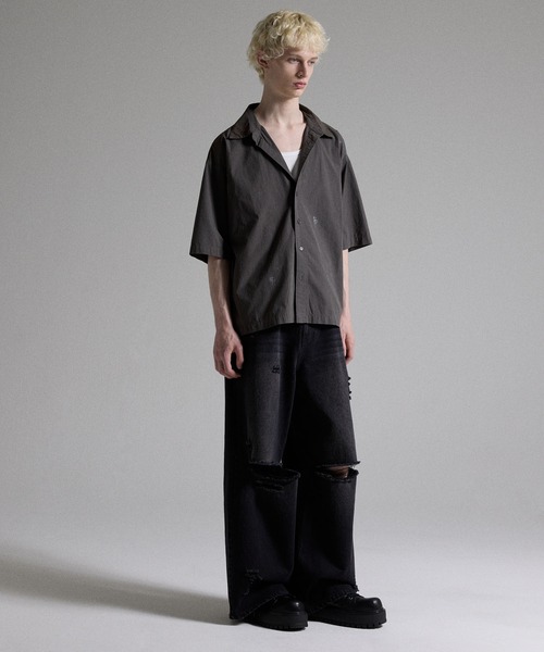 GRANCY（グランシー）の「【GRANCY】Dirty Short-sleeved Shirt / ダーティ半袖シャツ（シャツ/ブラウス・メンズ・ブラック/ホワイト・S/M/L）」の7枚目の写真