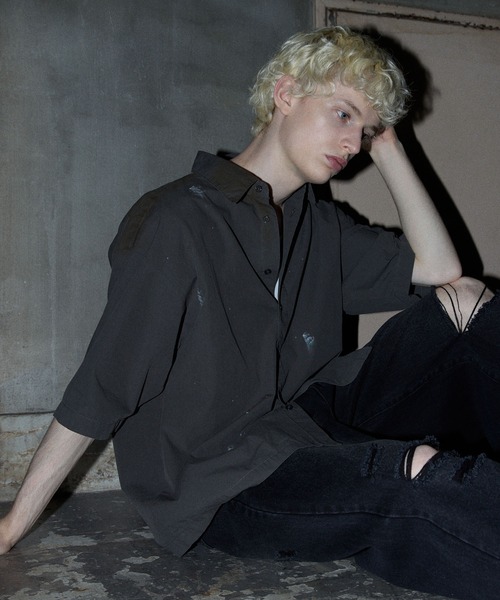 GRANCY（グランシー）の「【GRANCY】Dirty Short-sleeved Shirt / ダーティ半袖シャツ（シャツ/ブラウス・メンズ・ブラック/ホワイト・S/M/L）」の11枚目の写真